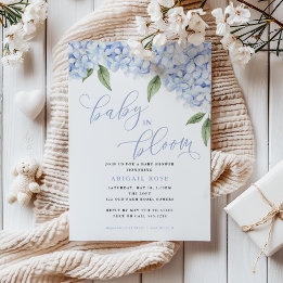 Blue Hydrangea Baby in Bloom Baby Shower Invitation
