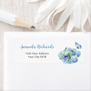 Blue Hydrangea Baby Shower Address Label