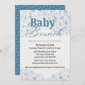 Blue Hydrangea Baby Shower/Baby Brunch Invitations
