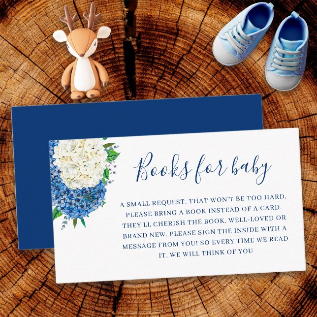 Blue Hydrangea Baby Shower Book Request Enclosure Card (Creator Uploaded)
