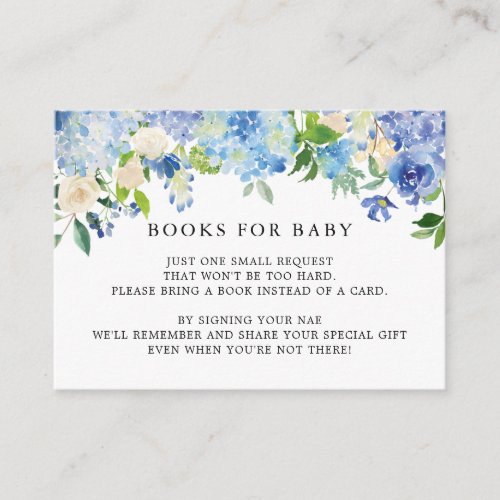 Blue Hydrangea Baby Shower Book Request Insert