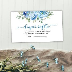 Blue Hydrangea Baby Shower Diaper Raffle Enclosure Card