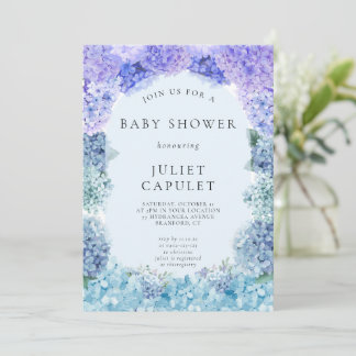 Blue Hydrangea Baby Shower Invitation