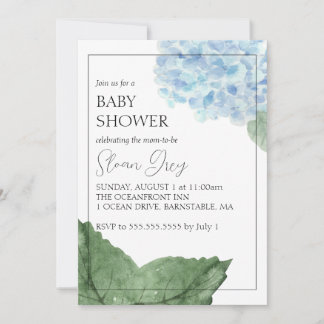 Blue Hydrangea Baby Shower Invitation