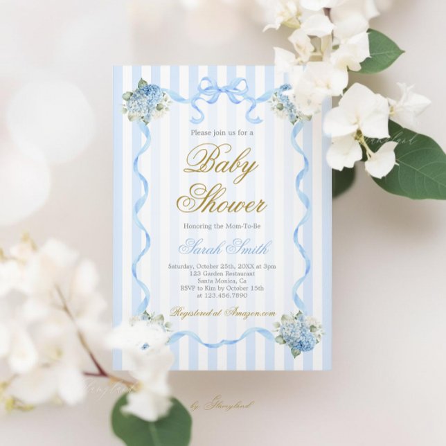 Blue Hydrangea Baby Shower Invitation (Creator Uploaded)