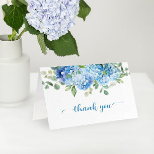 Blue Hydrangea Baby Shower Letterpress Thank You Card