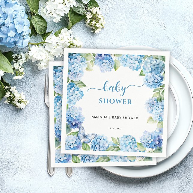 Blue Hydrangea Baby Shower Napkins (Creator Uploaded)