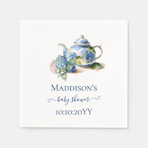  Blue Hydrangea Baby Shower Tea Party Napkins