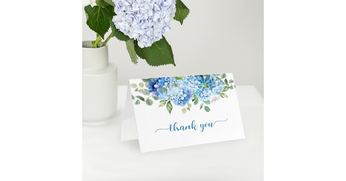 Blue Hydrangea Baby Shower Thank You Card | Zazzle