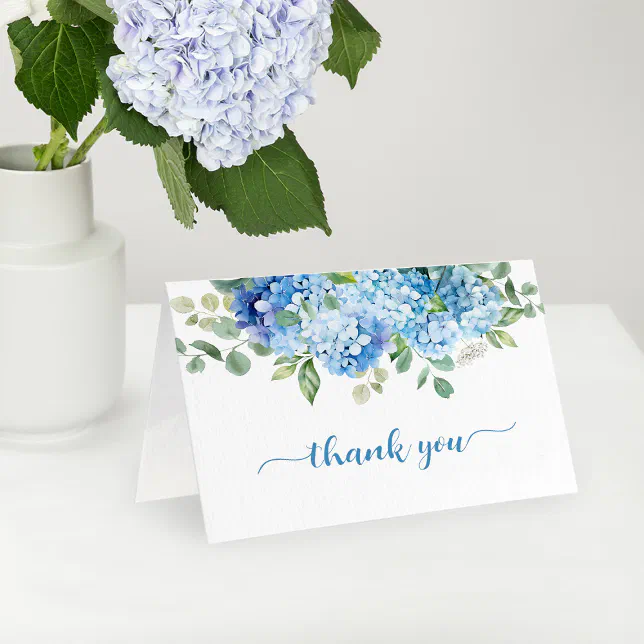 Blue Hydrangea Baby Shower Thank You Card | Zazzle