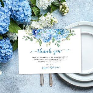 Blue Hydrangea Baby Shower Thank You Card