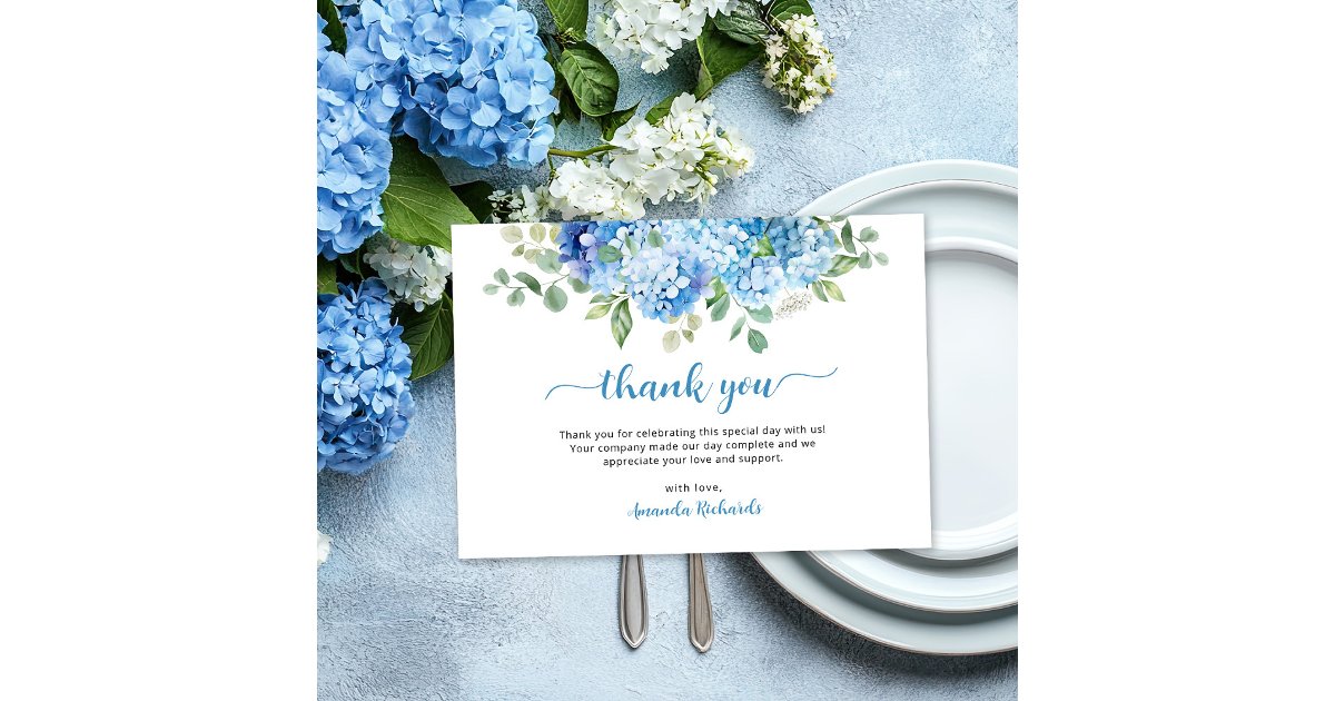 Blue Hydrangea Baby Shower Thank You Card | Zazzle