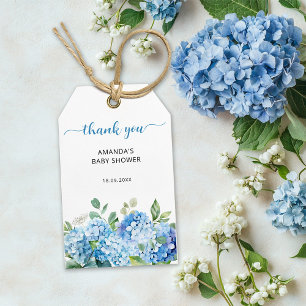 Blue Hydrangea Baby Shower Thank You Gift Tags