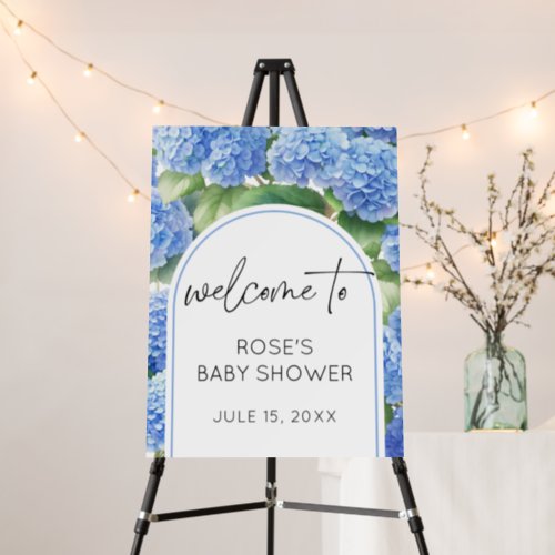 Blue Hydrangea Baby Shower Welcome Foam Board