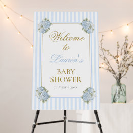 Blue Hydrangea Baby Shower Welcome sign