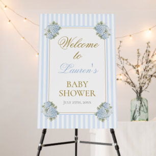 Blue Hydrangea Baby Shower Welcome sign