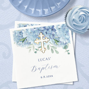 Blue Hydrangea Baptism Napkins