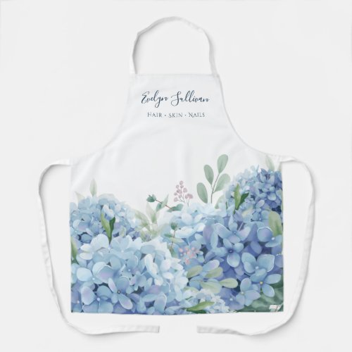 Blue hydrangea beauty professional apron