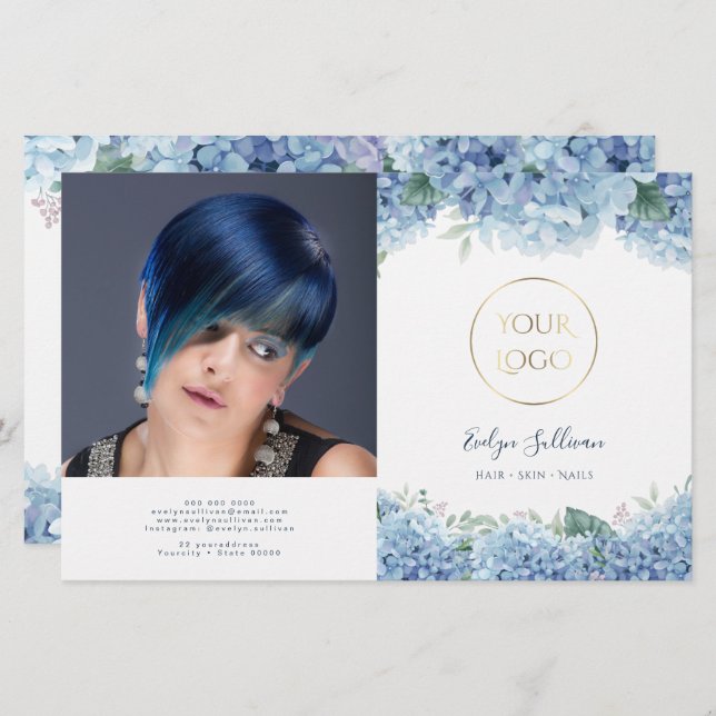 Blue hydrangea bifold brochure (Front/Back)