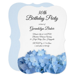 Blue Hydrangea Birthday Party for Her Invitation