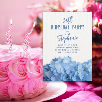 Blue Hydrangea Birthday Party For Her Invitation by BlueHyd at Zazzle