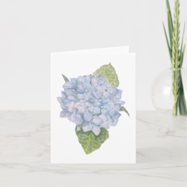 Blue Hydrangea Blank Note Card (Front)