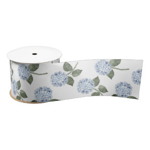 Blue Hydrangea Bloom Floral Satin Ribbon