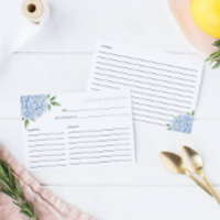 Blue Hydrangea Bloom Recipe Card