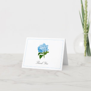 Blue Hydrangea Bloom Traditional  Letterpress Thank You Card