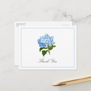 Blue Hydrangea Bloom Traditional Thank You Postcard