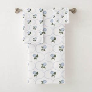 Blue Hydrangea Bloom Trellis  Bath Towel Set
