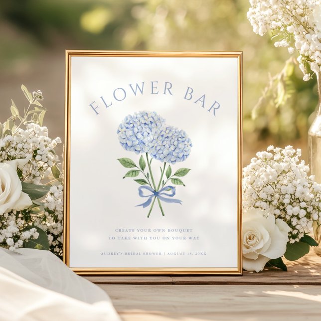 Blue Hydrangea Blooms Bouquet Flower Bar Poster (Creator Uploaded)