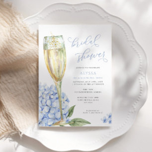 Blue Hydrangea Blooms Bridal Shower Invitation