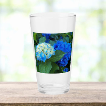 Blue Hydrangea Blooms Floral Drinking Glass by northwestphotos at Zazzle