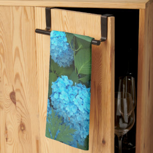Blue Hydrangea Blooms Floral Kitchen Towel