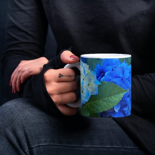 Blue Hydrangea Blooms Floral Mug