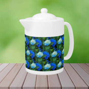 Blue Hydrangea Blooms Floral Pattern Teapot by northwestphotos at Zazzle