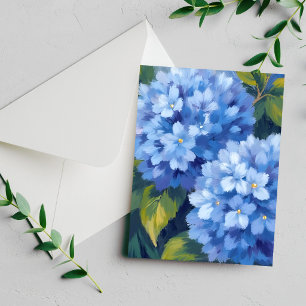 Blue Hydrangea Blooms Flower Watercolor Card