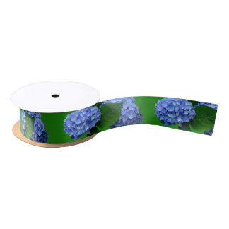 Blue Hydrangea Blooms Greenery Satin Ribbon