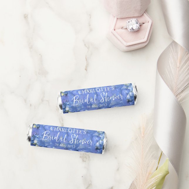 Blue Hydrangea Blooms Personalized Bridal Shower Breath Savers® Mints (Wedding)