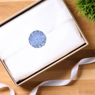 Blue Hydrangea Blooms Personalized Bridal Shower Classic Round Sticker