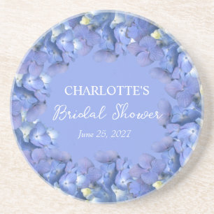Blue Hydrangea Blooms Personalized Bridal Shower Coaster