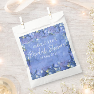 Blue Hydrangea Blooms Personalized Bridal Shower Favor Bag