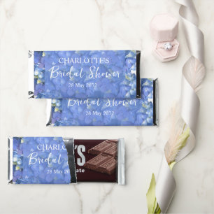 Blue Hydrangea Blooms Personalized Bridal Shower Hershey Bar Favors