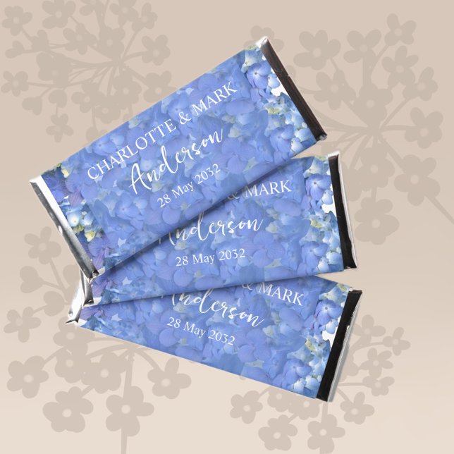 Blue Hydrangea Blooms Personalized Wedding  Hershey Bar Favors (Creator Uploaded)