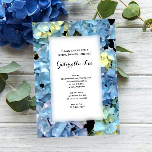 Blue Hydrangea Blossom Bridal Shower Invitation