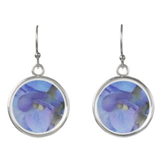 blue hydrangea blossom closeup earrings