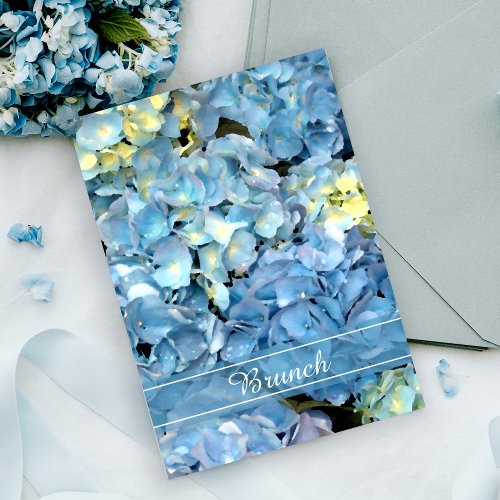 Blue Hydrangea Blossom Post Wedding Brunch Invitation