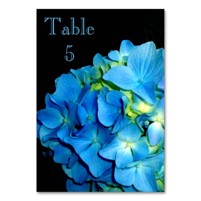 Blue Hydrangea blue floral flower  Table Number (Front)