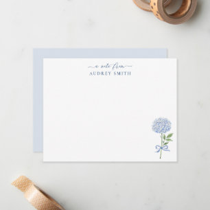 Blue Hydrangea Blue Personalized Note Card